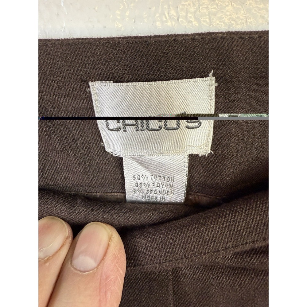 Chico's Brown Stretch Mid Rise Side Zip Tapered Dress Pants Size 3 US 16 (38x31) - Picture 3 of 8